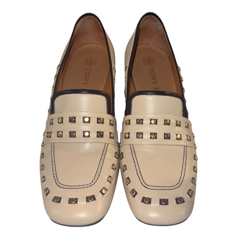 Tory Burch Studded Leather Classic 55mm Stacked Heel Loafers - Picture 3 of 7